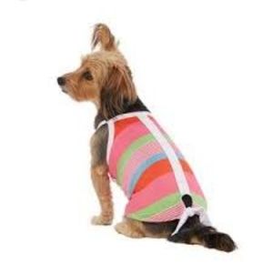 Top Paw Pink White Striped Button Up Top Dog Apparel